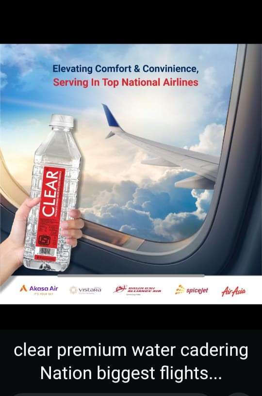 CLEAR water served on top national airlines